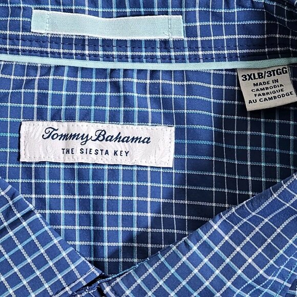 Tommy Bahama Shirt Men 3XLB Blue Plaid LS Performance Pit Vents Buttons Buttons - Picture 3 of 13